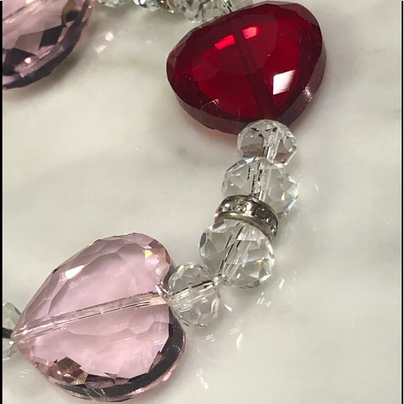 Red & Pink Cut Glass with beads - Picture 5 of 7